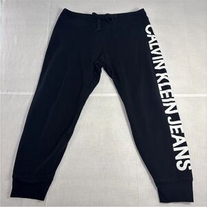 Calvin Klein Performance Black White Active SweatPants Jogger Cropped  Large